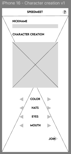 Character creation with buttons on the bottom