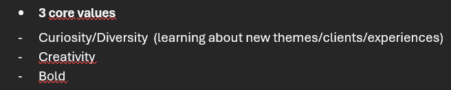 3 Core values of our brand