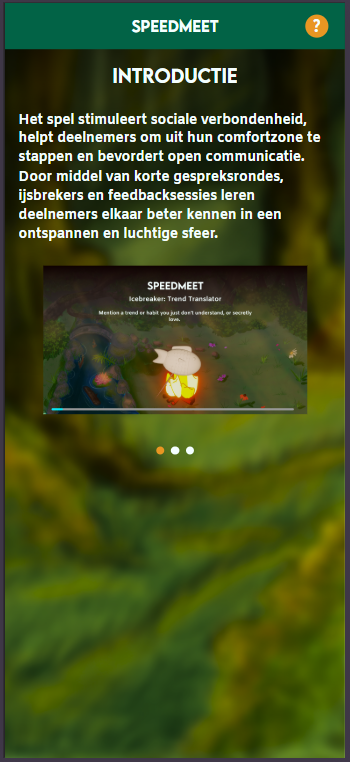 Screenshot intro page of the phone