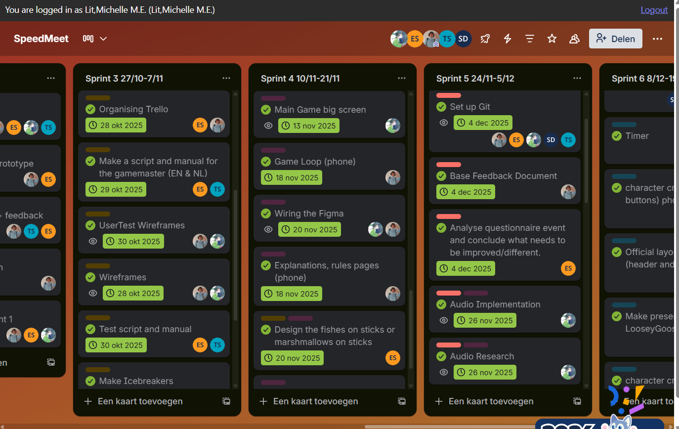 A screenshot of our Trello board